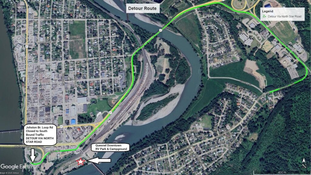 Johnston Bridge Loop in Quesnel Closed for approx. Two Days