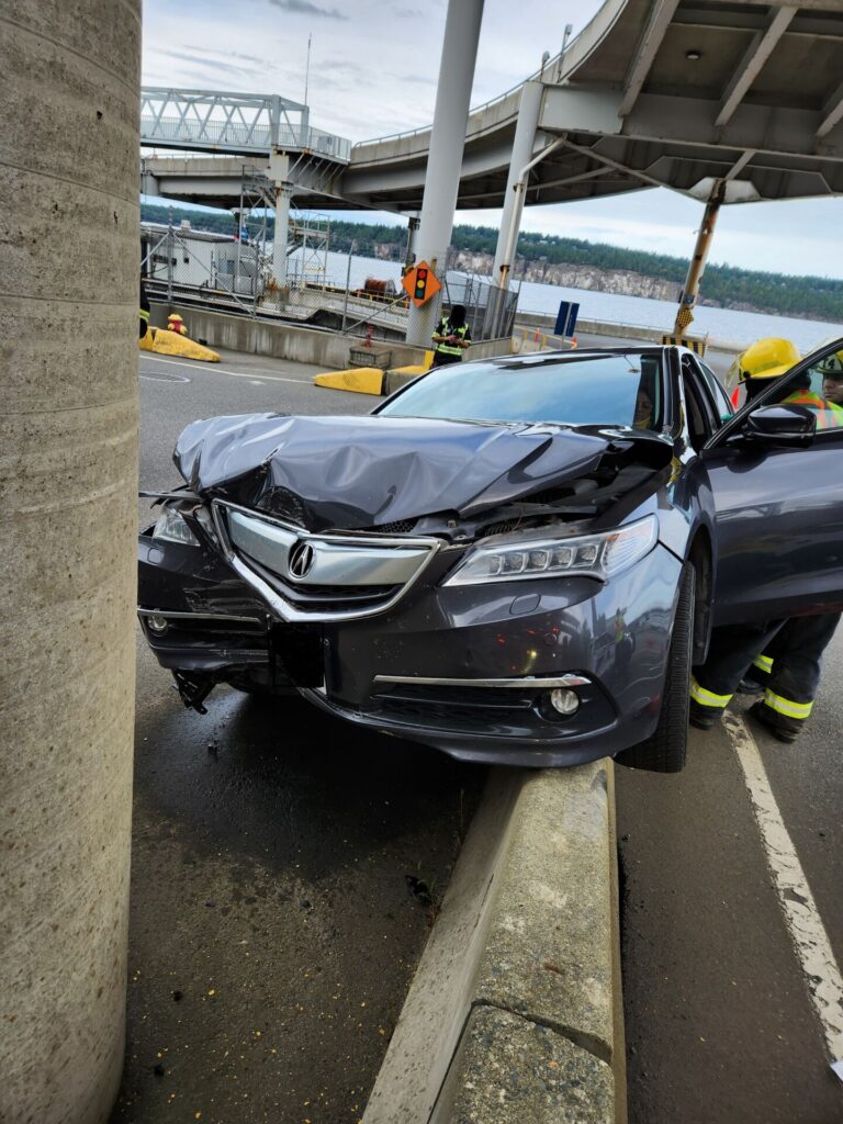 Distracted driving leads to crash at Duke Point terminal