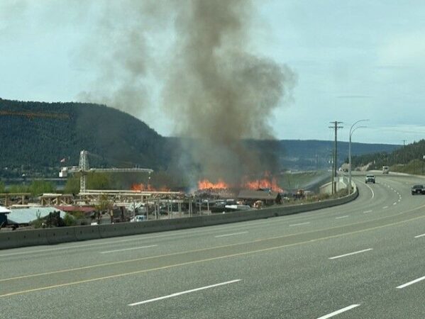 Fire Crews battle Pioneer Log Homes blaze near Williams Lake for 11 hours