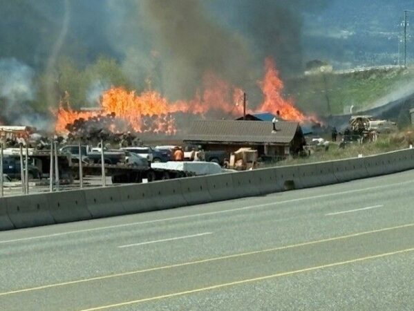 Update: Several fire departments respond to Pioneer Log Homes blaze near Williams Lake