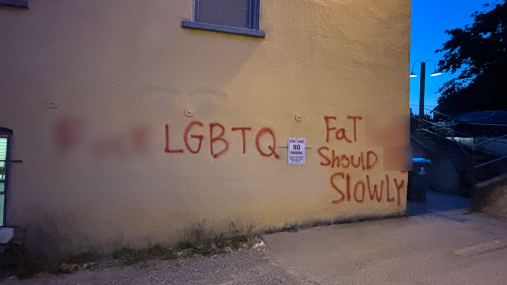 Owner shocked by hateful graffiti spray-painted on Duncan businesses 