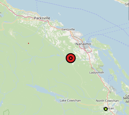 Out-of-control wildfire discovered near Nanaimo River Road