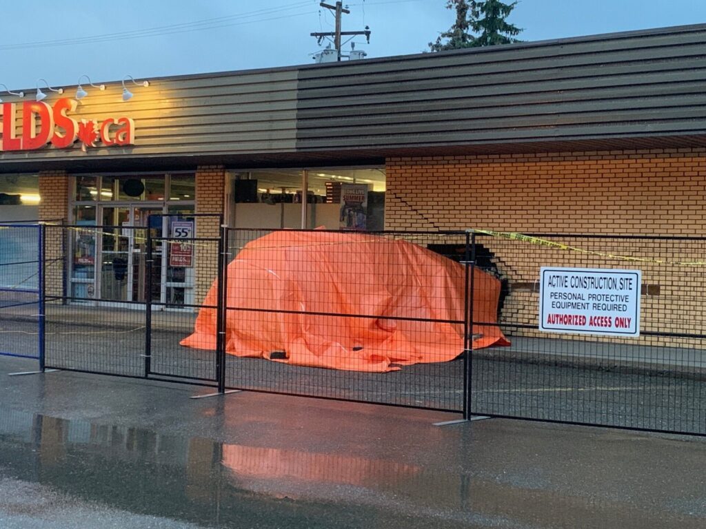 impact of single vehicle crash damages 100 Mile House business