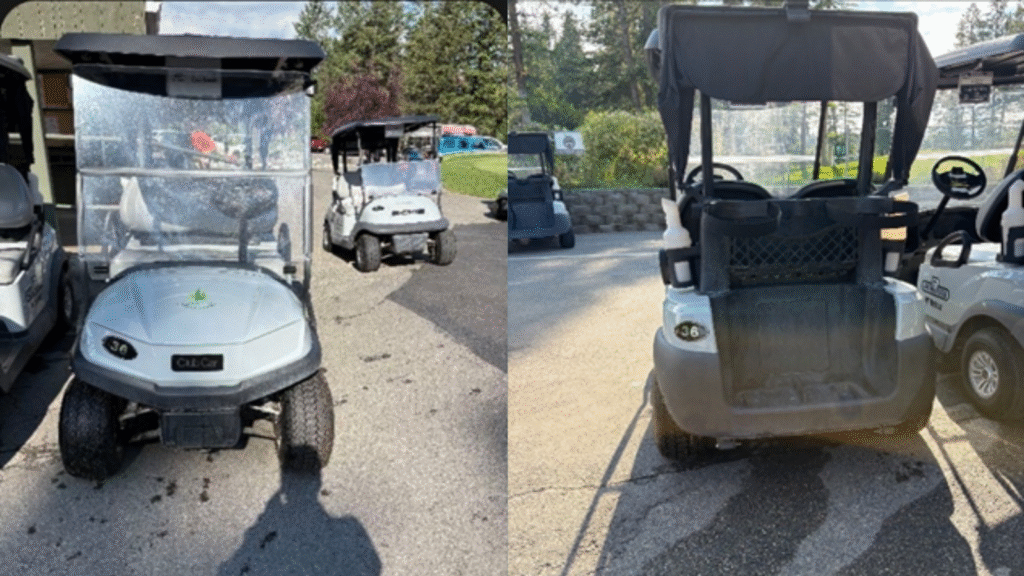 Police searching for stolen golf cart and utility vehicle
