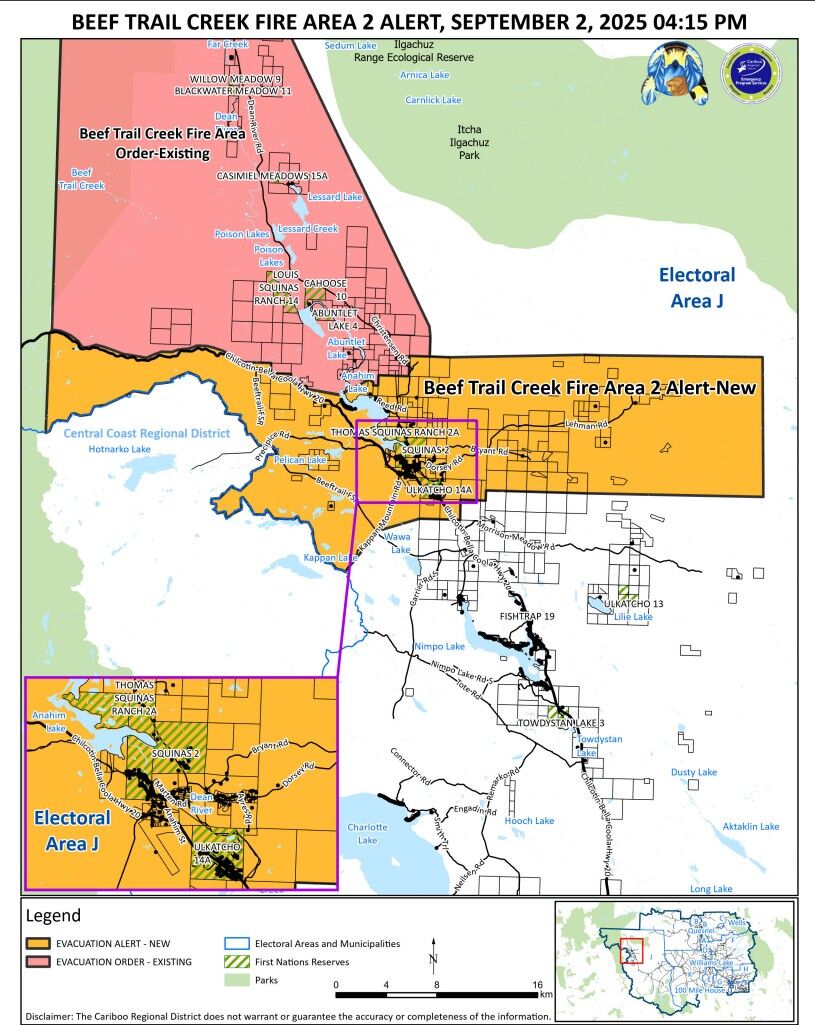 Two new Evacuation Alerts issued by Ulkatcho First Nation & CRD