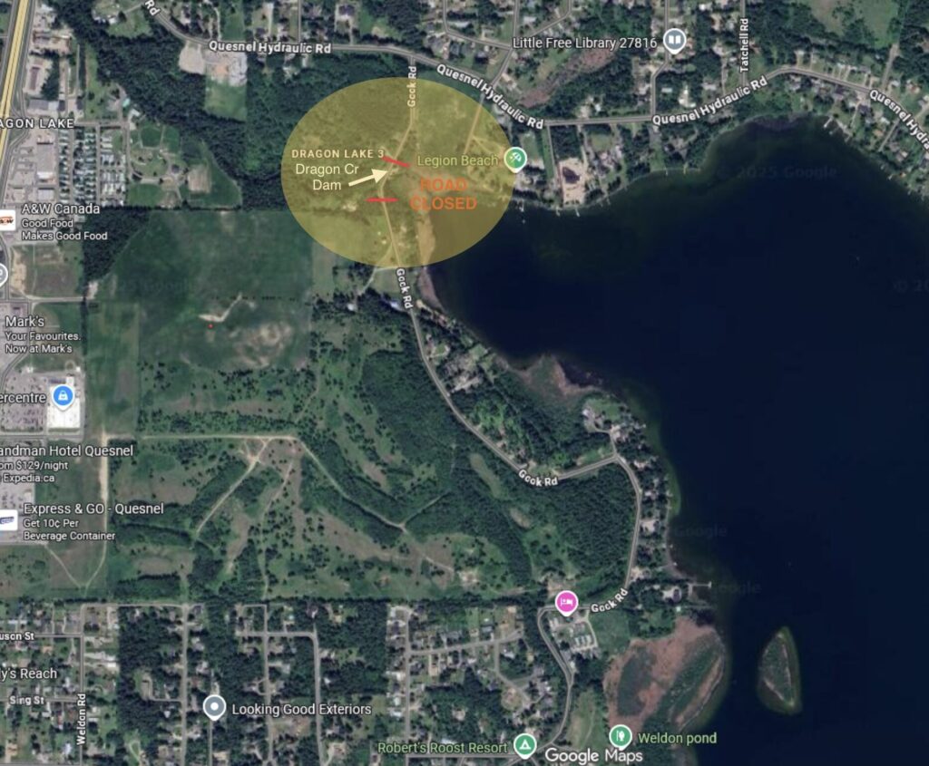 Gook Road to Quesnel Hydraulic Road Closed until September 26