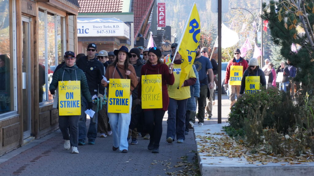 Union employees hold a rally in Smithers
