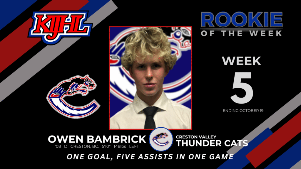 Thunder Cats’ Bambrick earns KIJHL Rookie of the Week