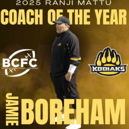 Kodiaks Boreham named BCFC Coach of the Year