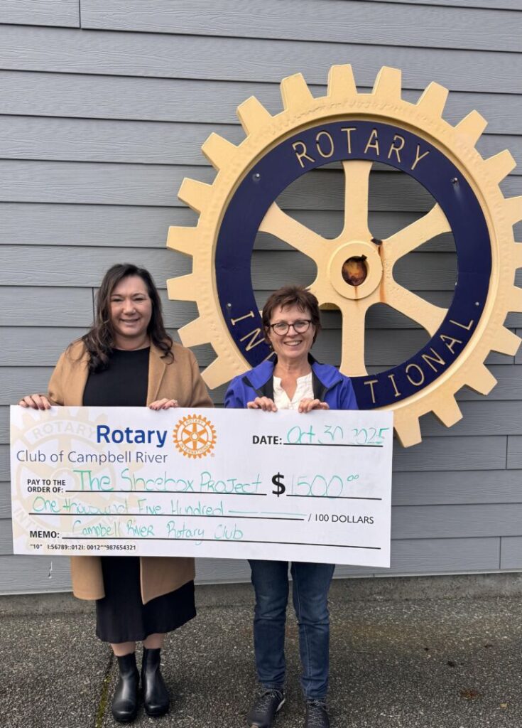 Rotary Club of Campbell River donates $1,500 to 2025 Shoebox Project
