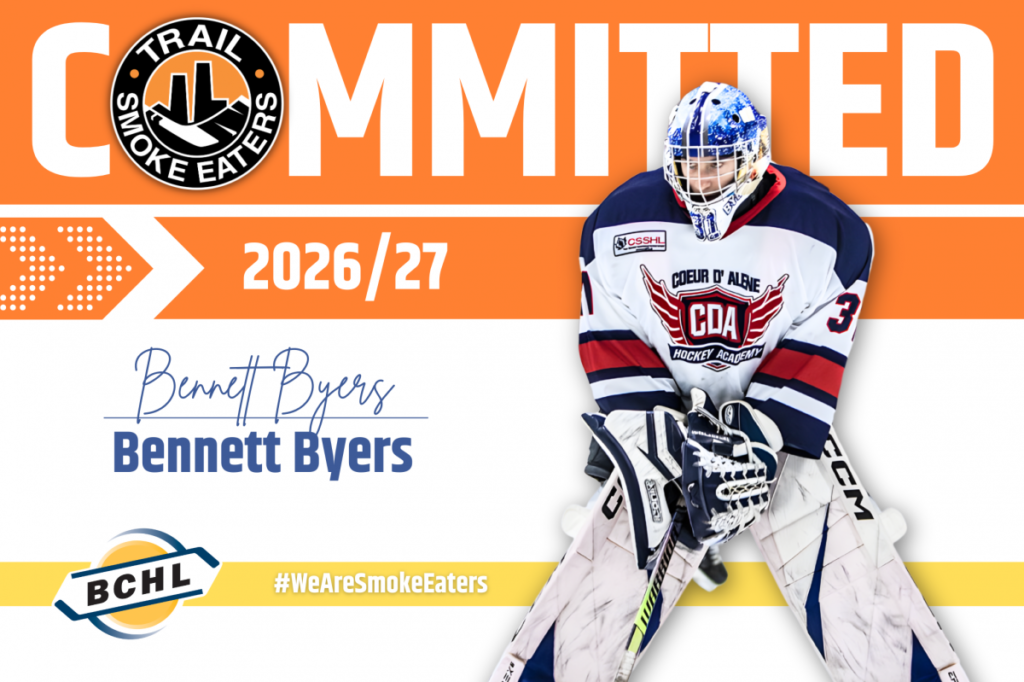 Bennett Byers joins Smoke Eaters between the pipes