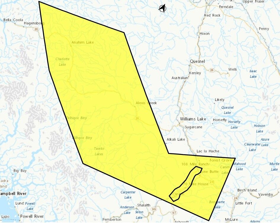 Fog Advisory & Freezing Rain Warning in effect for parts of the Cariboo