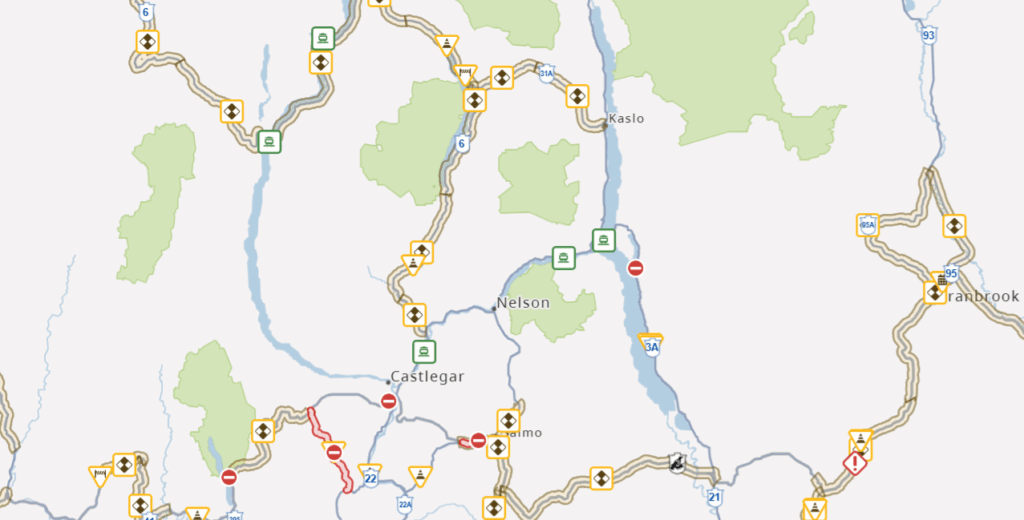 Snowfall, fallen trees force widespread highway closures in Kootenays