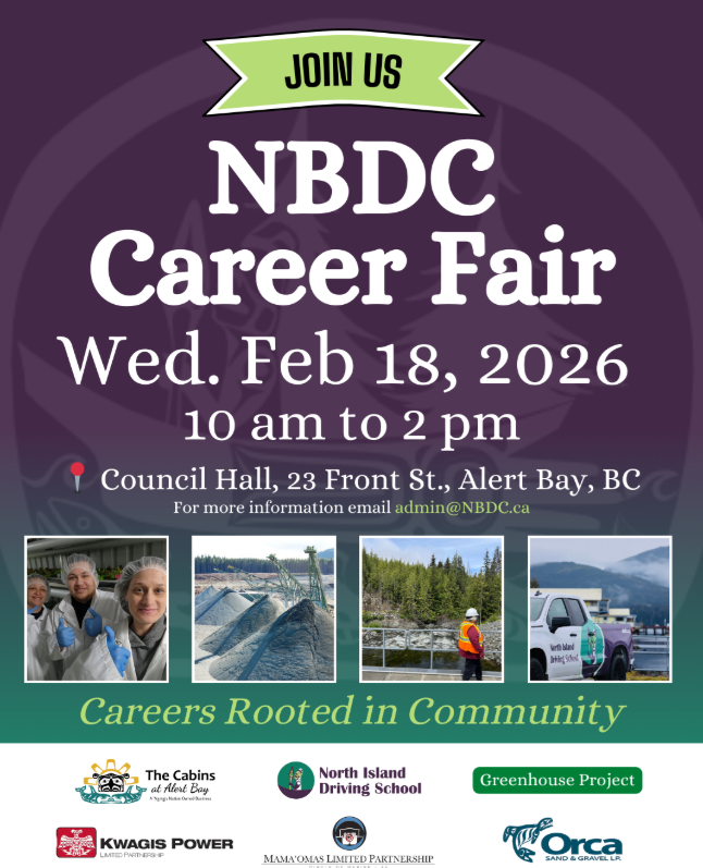 ‘Na̱mg̱is Business Development Corporation invites community to career fair Feb. 18 in Alert Bay